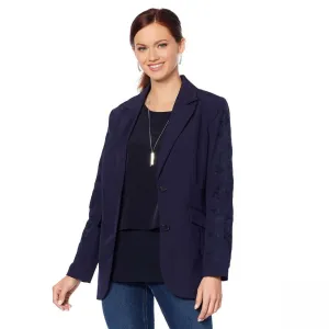 DG2 by Diane Gilman Women's Embroidered Gabardine Blazer