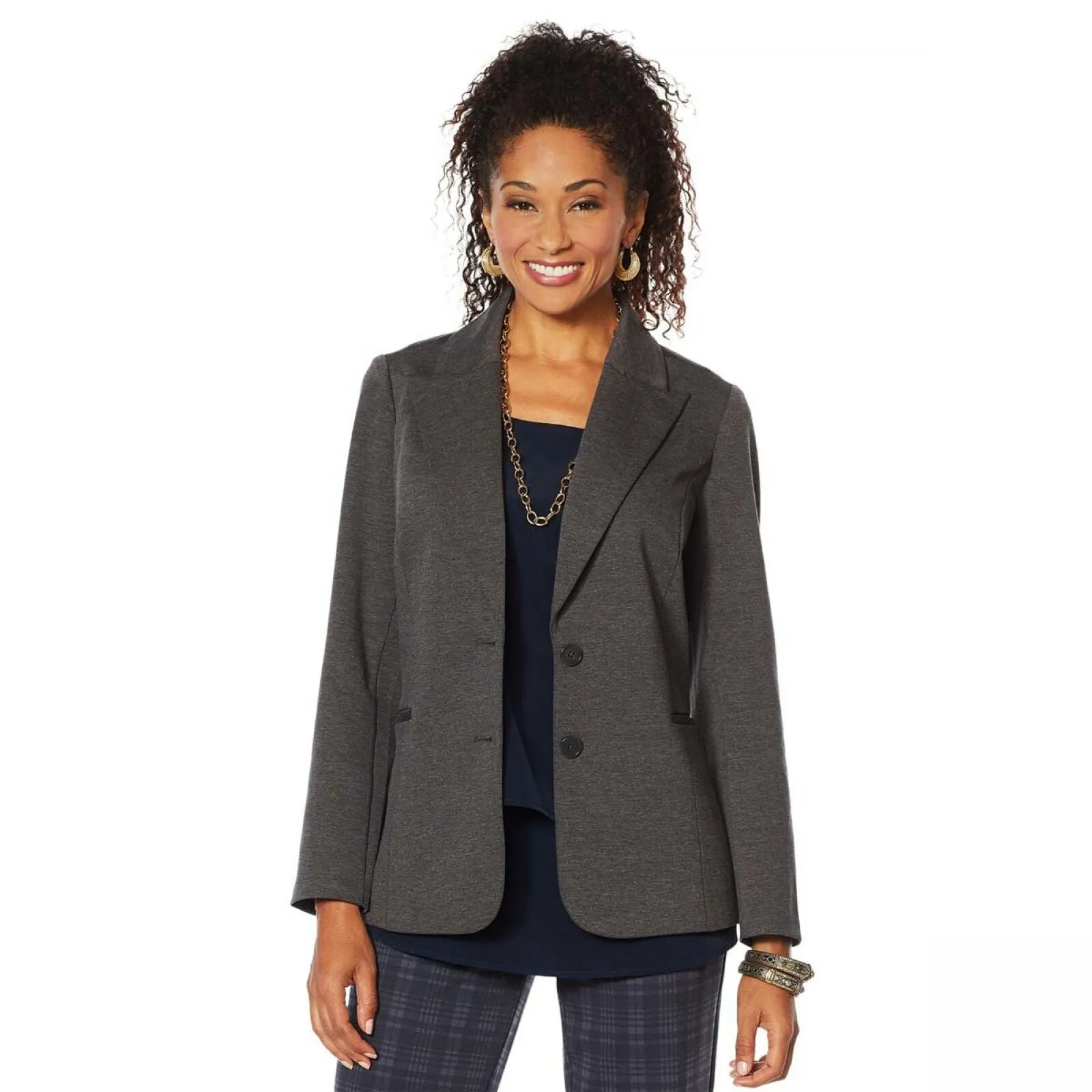 DG2 by Diane Gilman Women's Everyday Ponte Knit Boyfriend Blazer