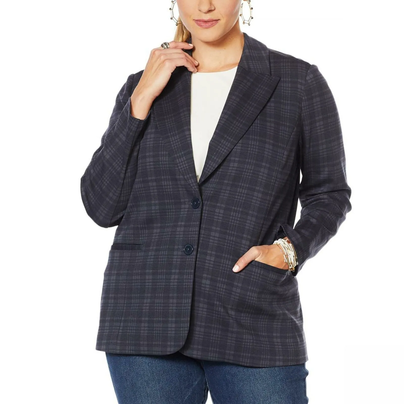 DG2 by Diane Gilman Women's Plus Size Ponte Knit Boyfriend Blazer