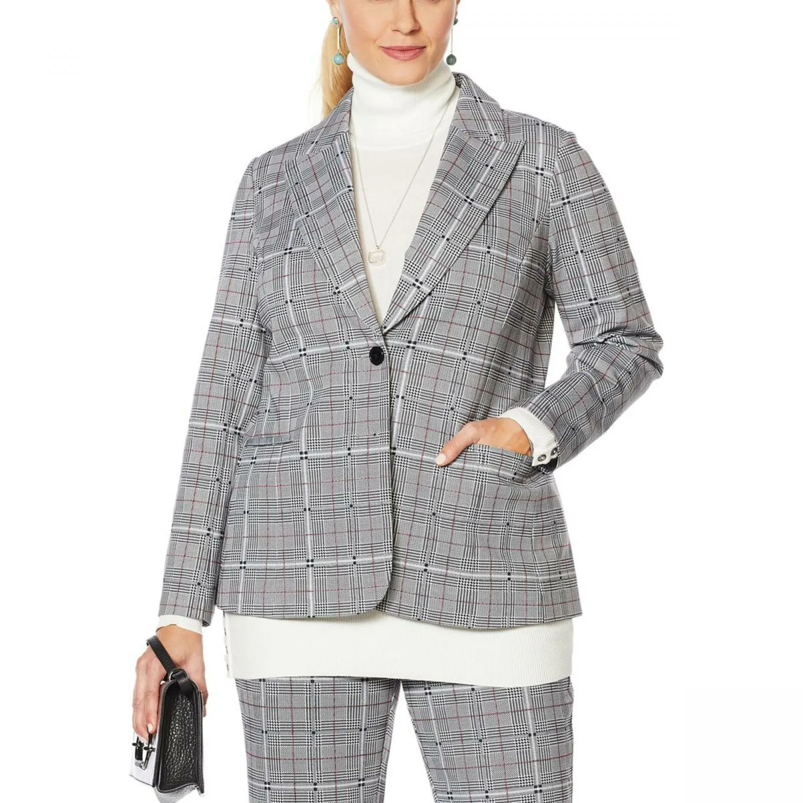DG2 by Diane Gilman Women's Plus Size Ponte Knit Boyfriend Blazer