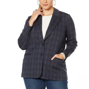 DG2 by Diane Gilman Women's Plus Size Ponte Knit Boyfriend Blazer
