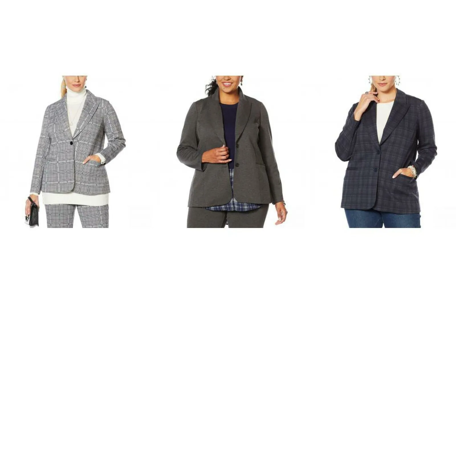 DG2 by Diane Gilman Women's Plus Size Ponte Knit Boyfriend Blazer