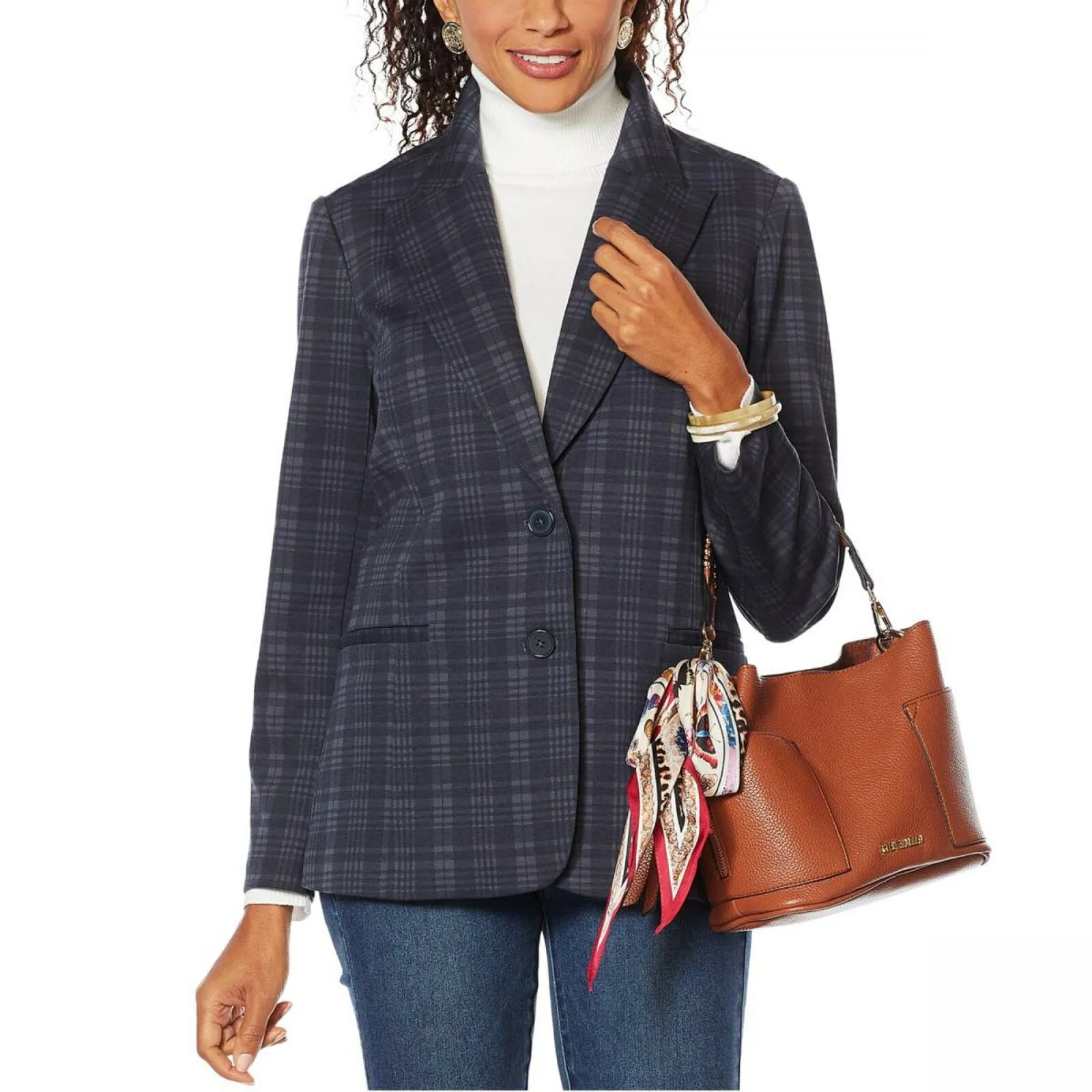 DG2 by Diane Gilman Women's Plus Size Ponte Knit Boyfriend Blazer