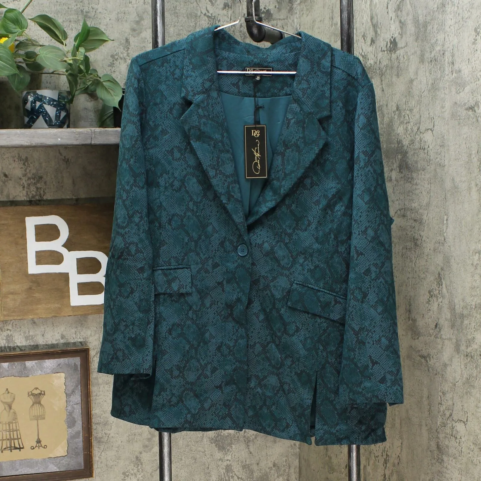 DG2 by Diane Gilman Women's Plus Size Stretch Knit Ponte Blazer Jacket