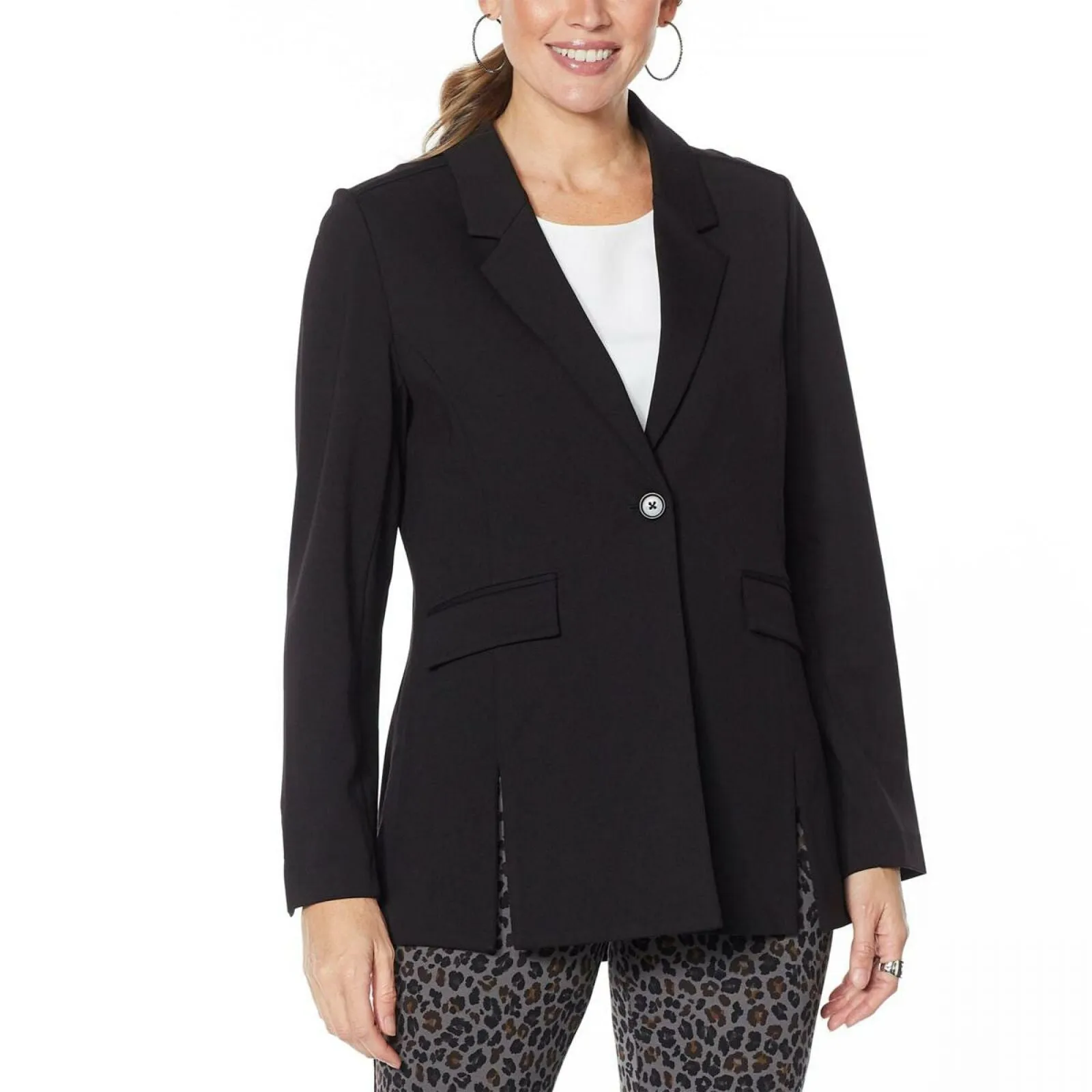 DG2 by Diane Gilman Women's Ponte Knit Blazer Jacket Black Plus 3X