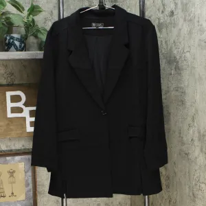 DG2 by Diane Gilman Women's Stretch Knit Ponte Blazer Jacket Black Plus 2X