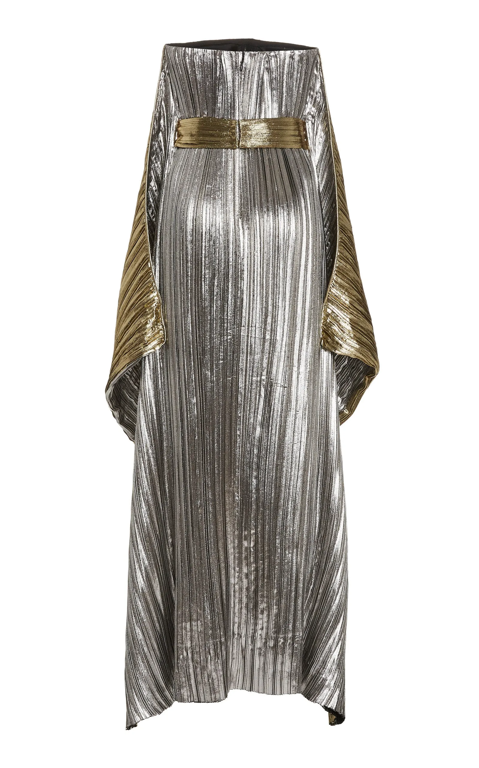 Draped Pleated Lamé Gown