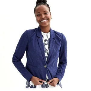 Draper James blazer - dark blue eyelet floral button closure NWT