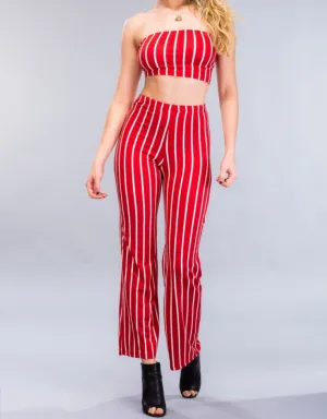 Dressed to the Lines Halter Top Pants Set