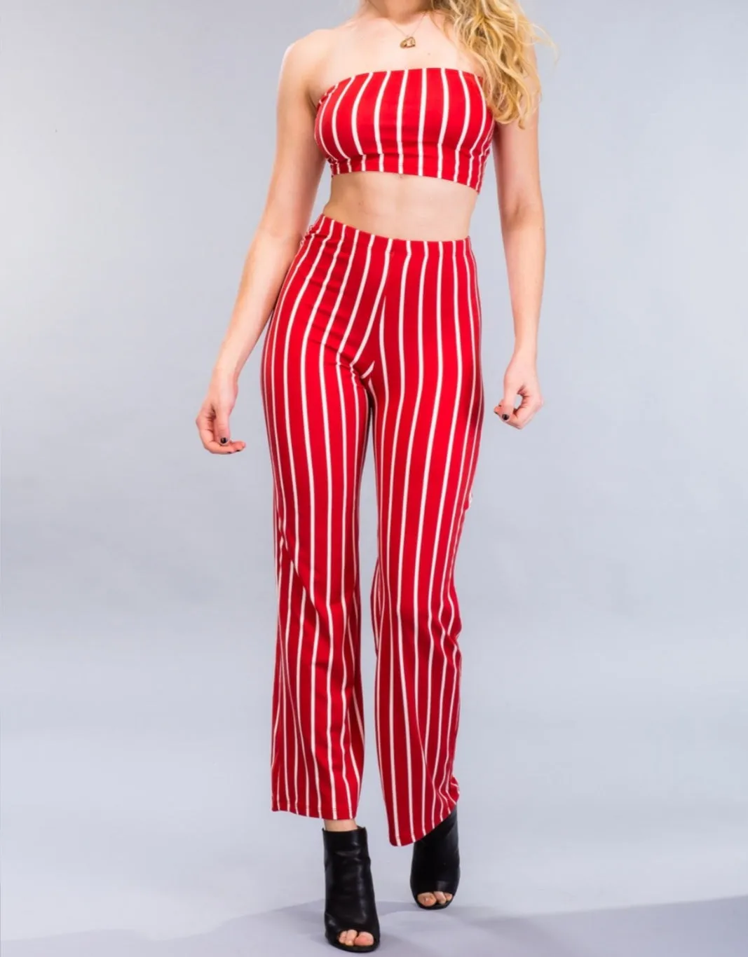Dressed to the Lines Halter Top Pants Set