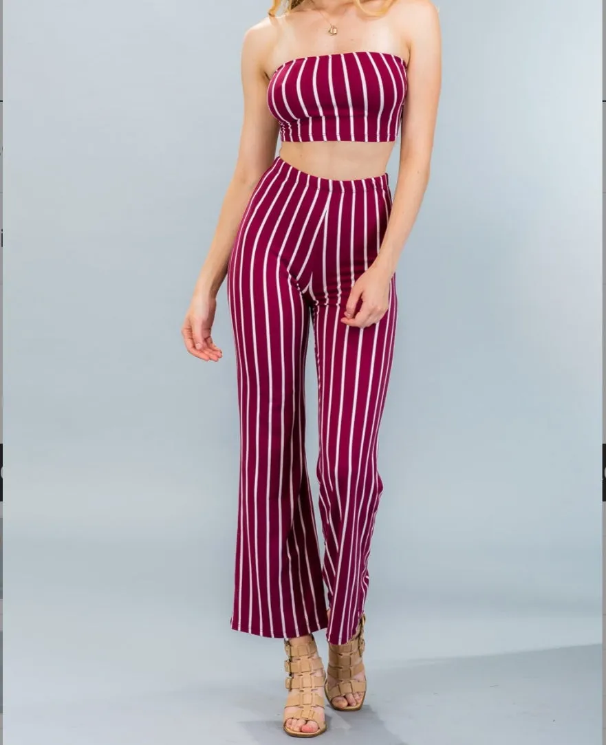Dressed to the Lines Halter Top Pants Set