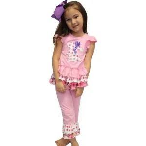 Easter Polka Dot Bunny Top With Ruffle & Pants.