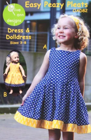 Easy Peazy Pleats Dress and Dolldress for Olive Ann Designs