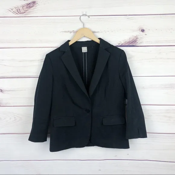 Ecru Designer Fitted Black Single Button Blazer S