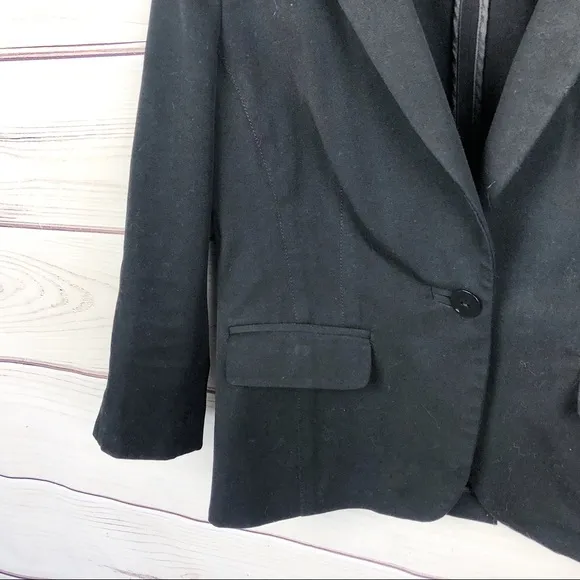 Ecru Designer Fitted Black Single Button Blazer S