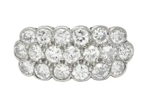 Edwardian 2.00 CTW Diamond Platinum-Topped 14 Karat Gold Cluster Band Ring