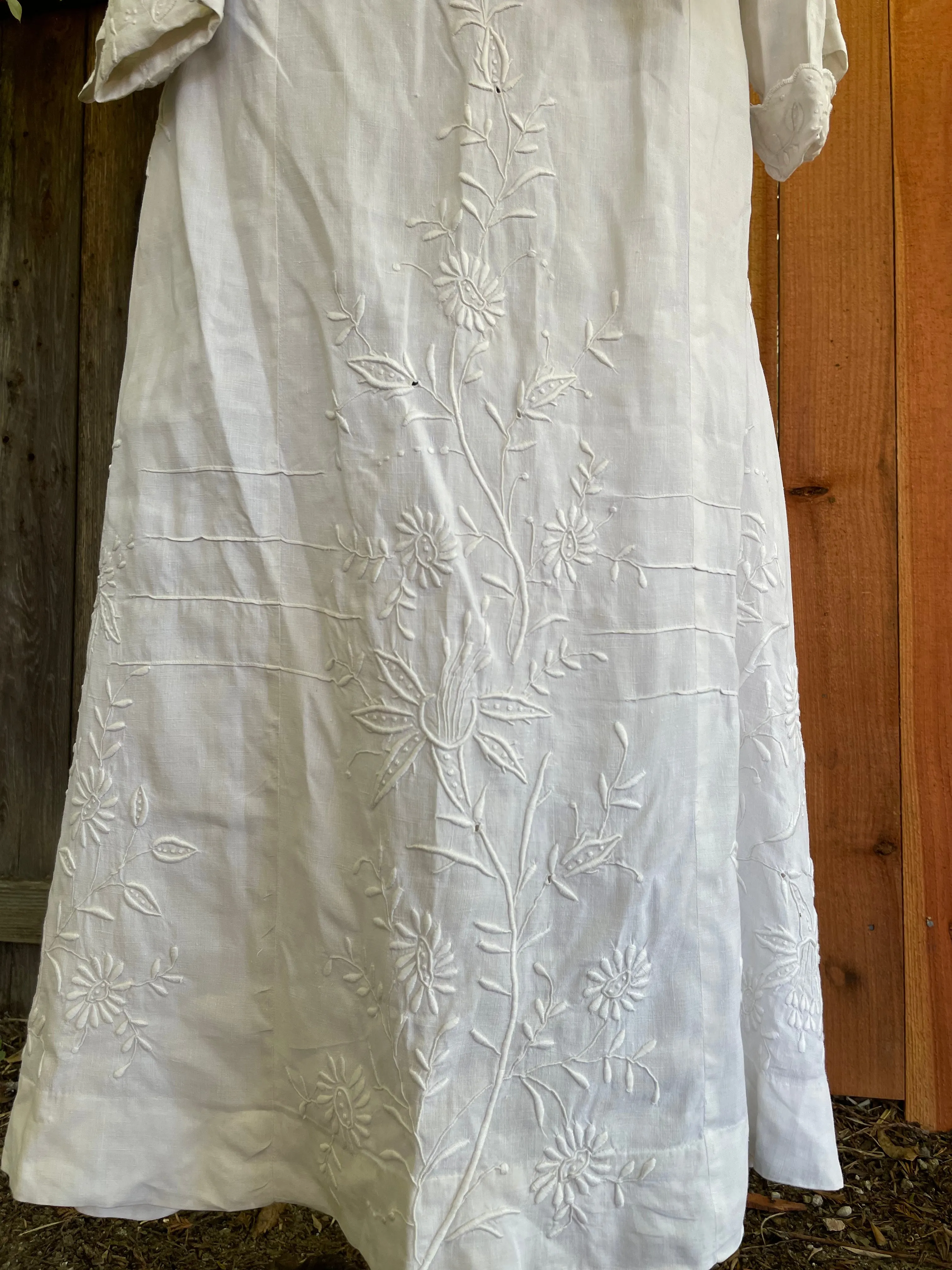 Edwardian Embroidered Linen Walking Suit