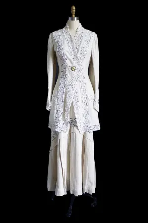 Edwardian Linen & Lace Walking Suit