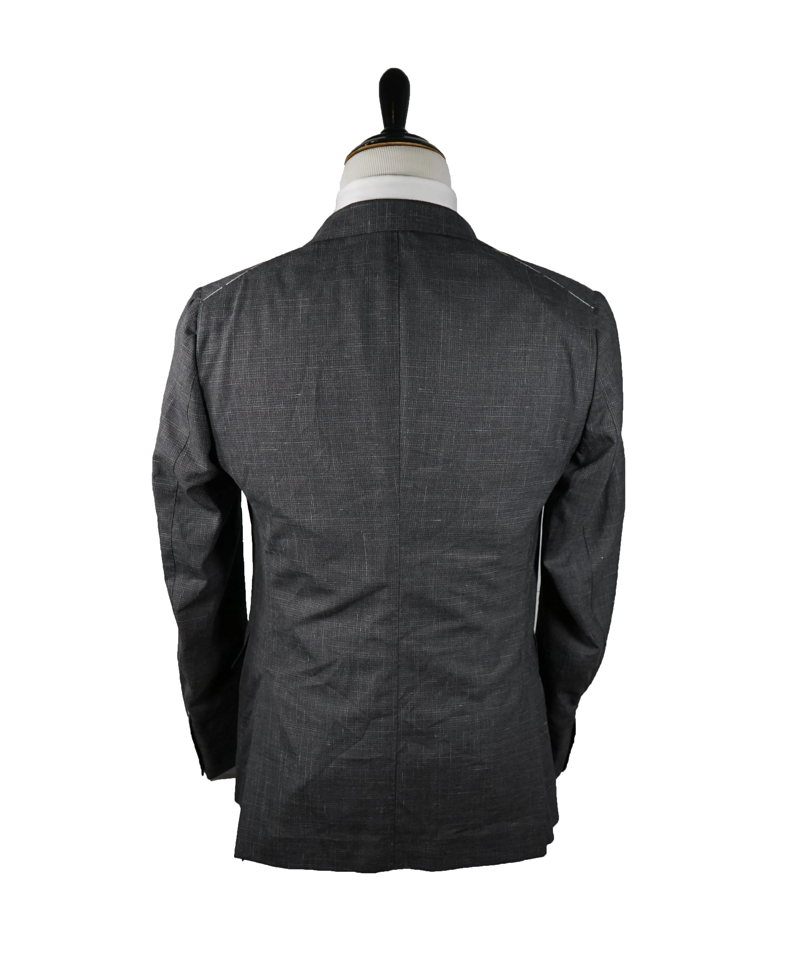 EIDOS - Gray Abstract Plaid Check Pattern Wool/Silk/Linen Suit - 40R