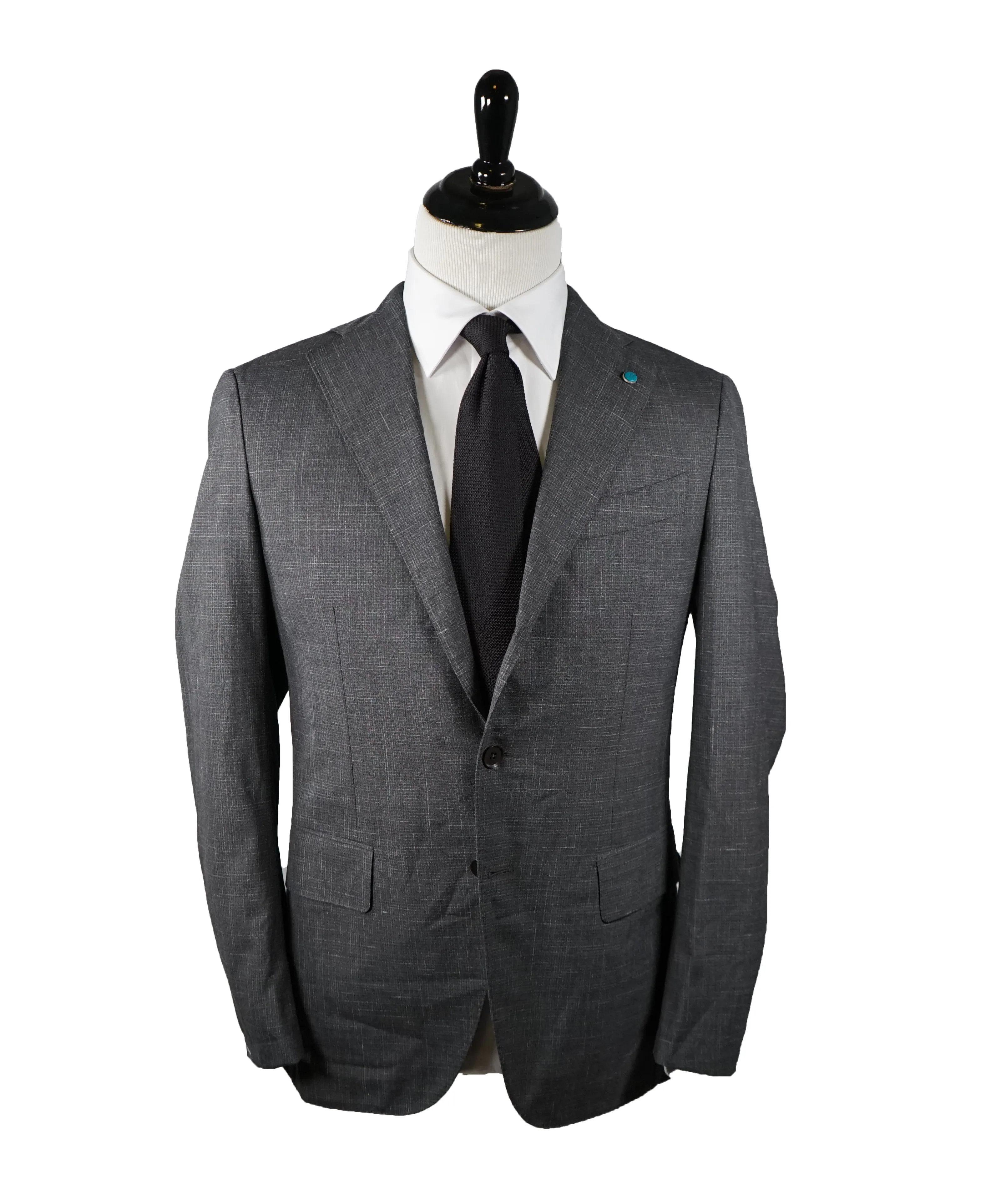 EIDOS - Gray Abstract Plaid Check Pattern Wool/Silk/Linen Suit - 40R