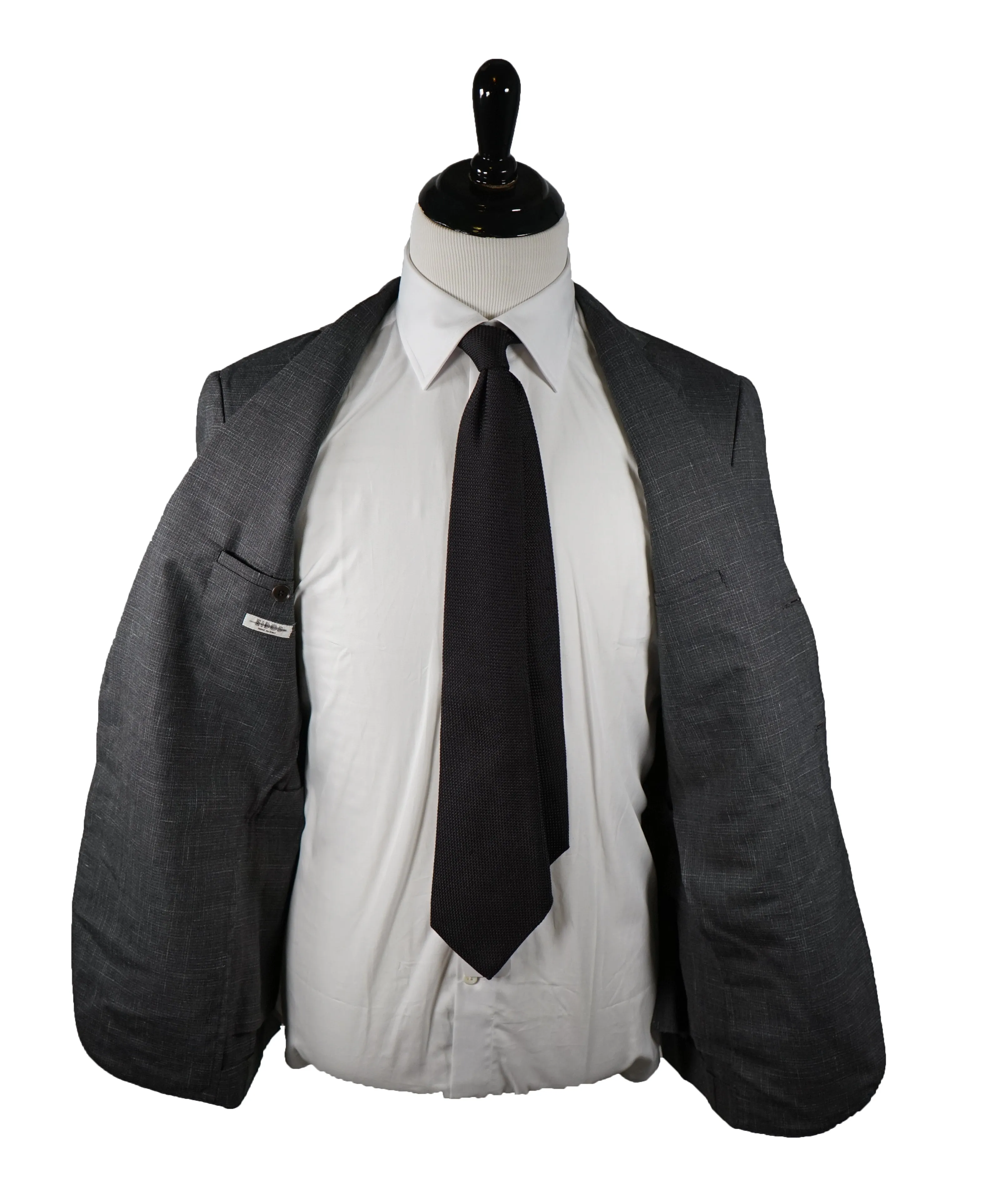 EIDOS - Gray Abstract Plaid Check Pattern Wool/Silk/Linen Suit - 40R