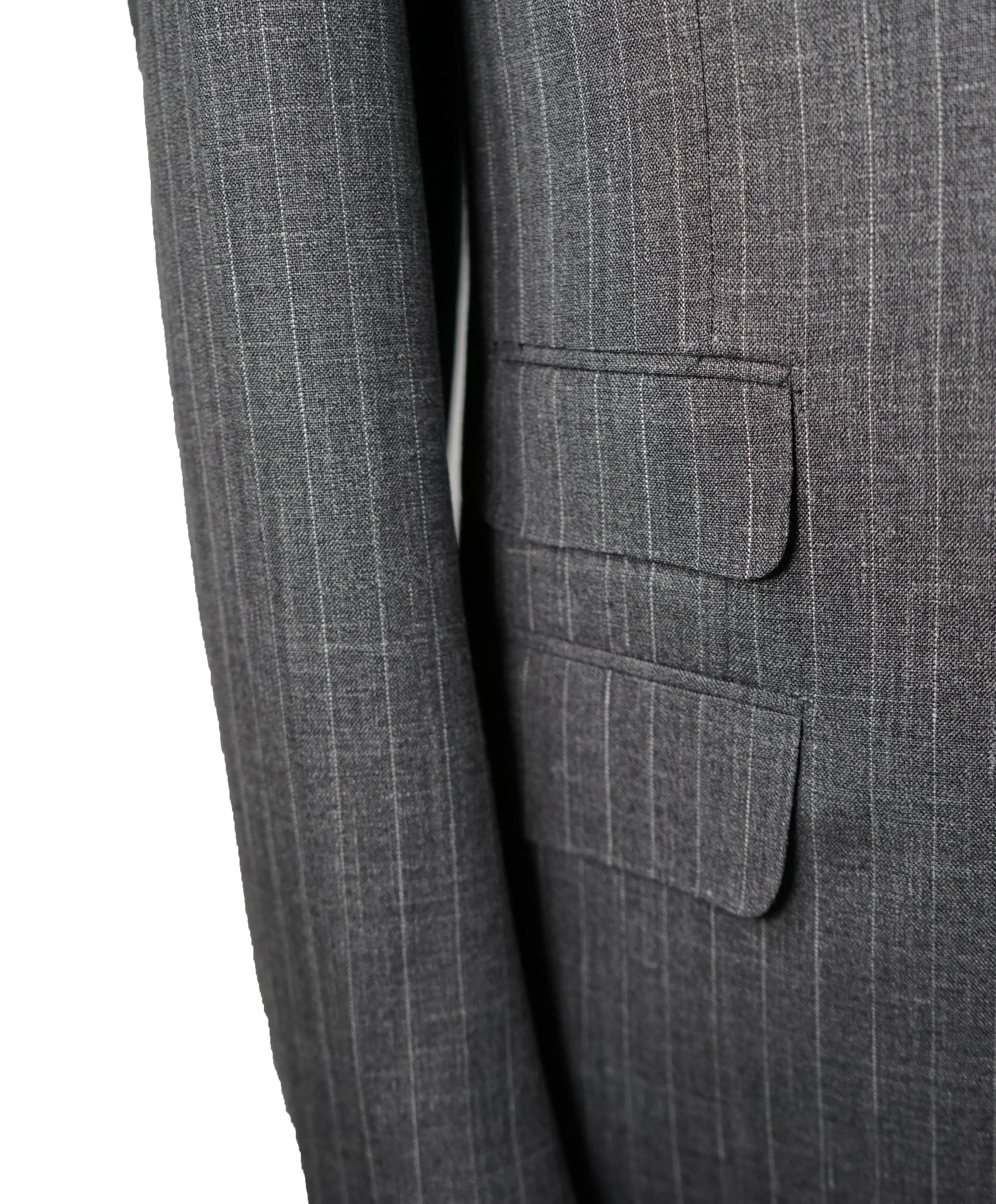 EIDOS -Wool Silk Linen Striped 2-3 Button Roll Gray Suit - 44L