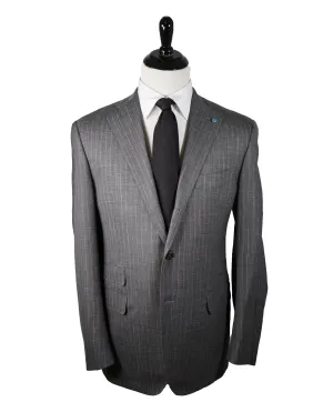 EIDOS -Wool Silk Linen Striped 2-3 Button Roll Gray Suit - 44L