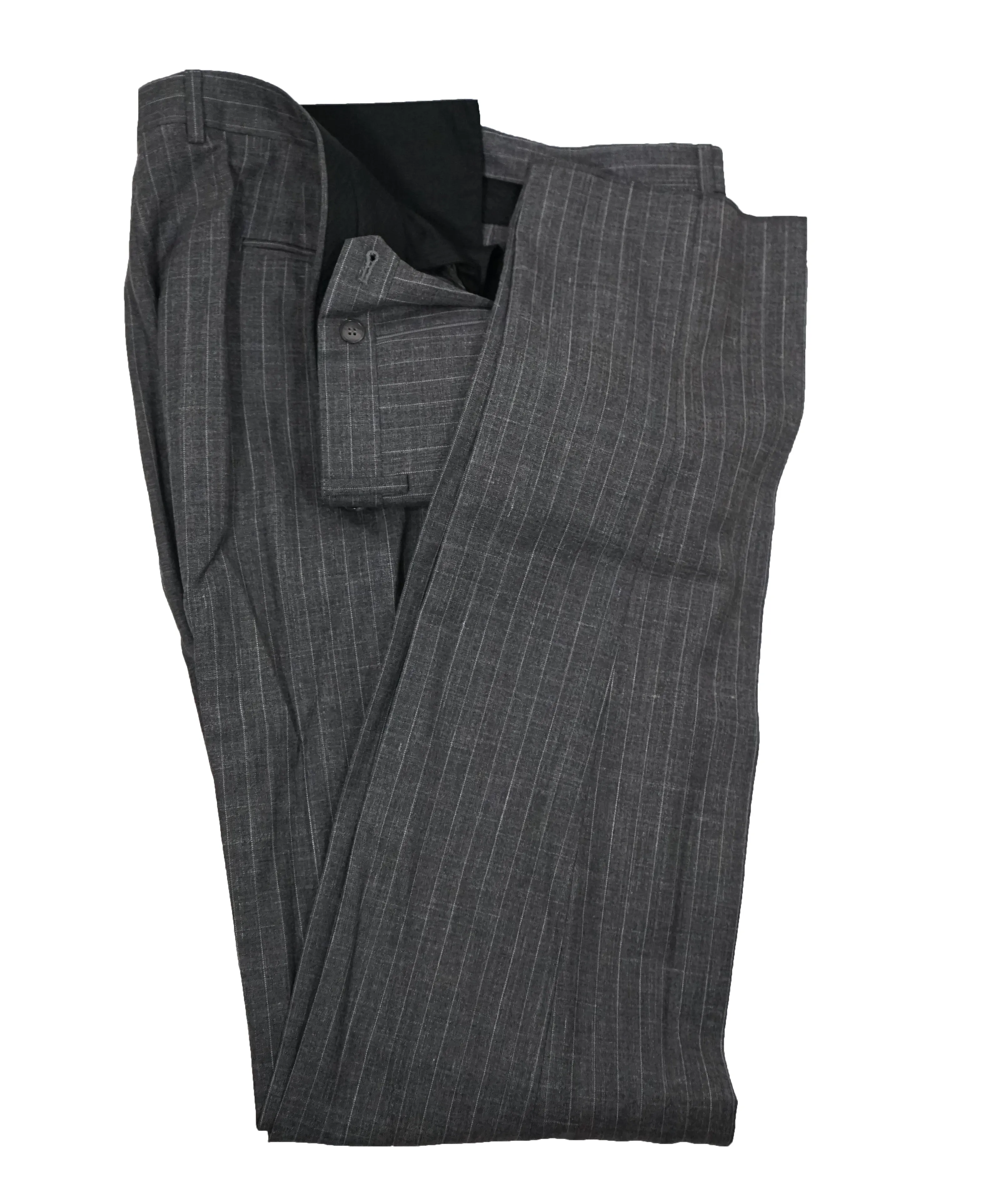 EIDOS -Wool Silk Linen Striped 2-3 Button Roll Gray Suit - 44L