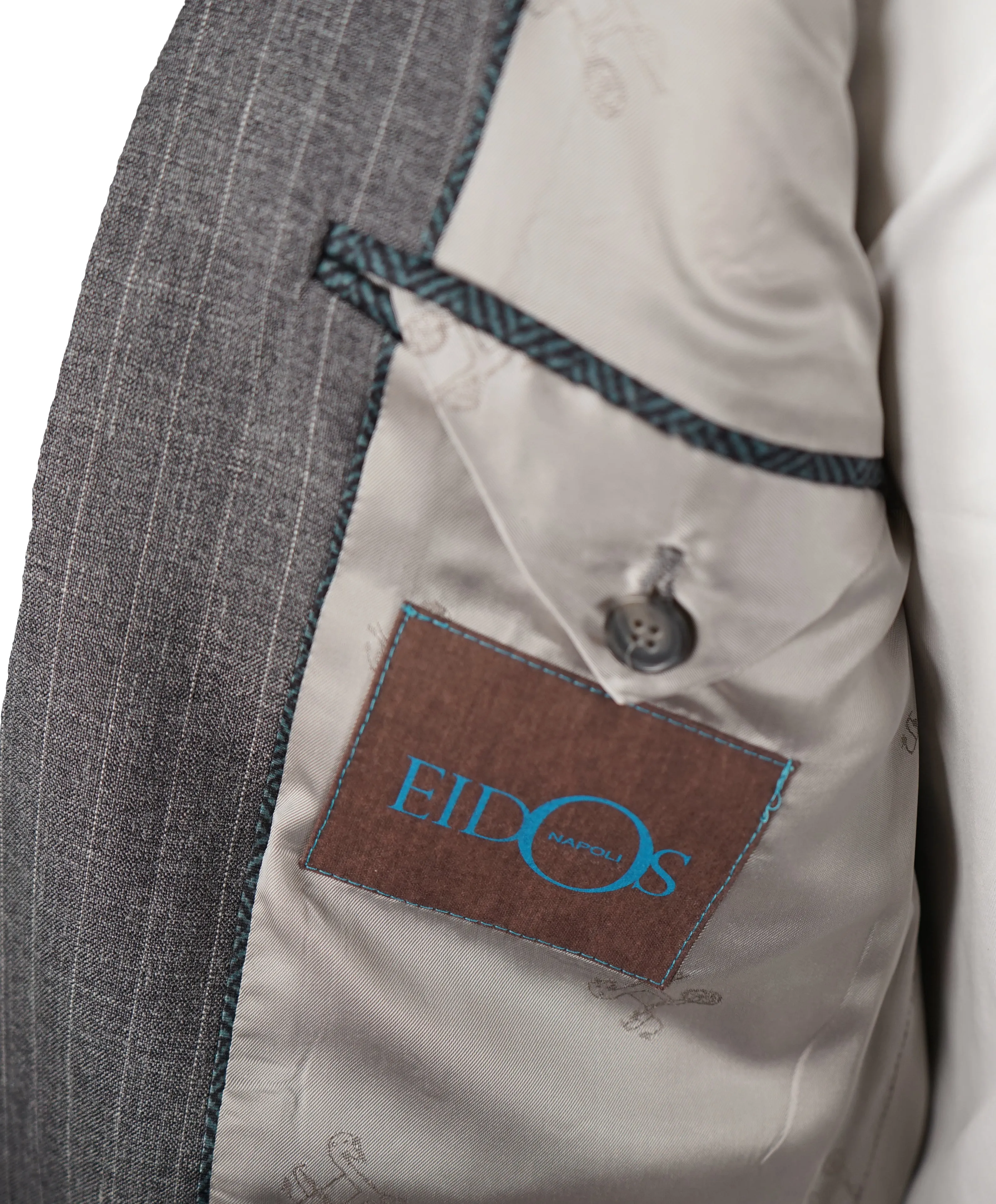 EIDOS -Wool Silk Linen Striped 2-3 Button Roll Gray Suit - 44L
