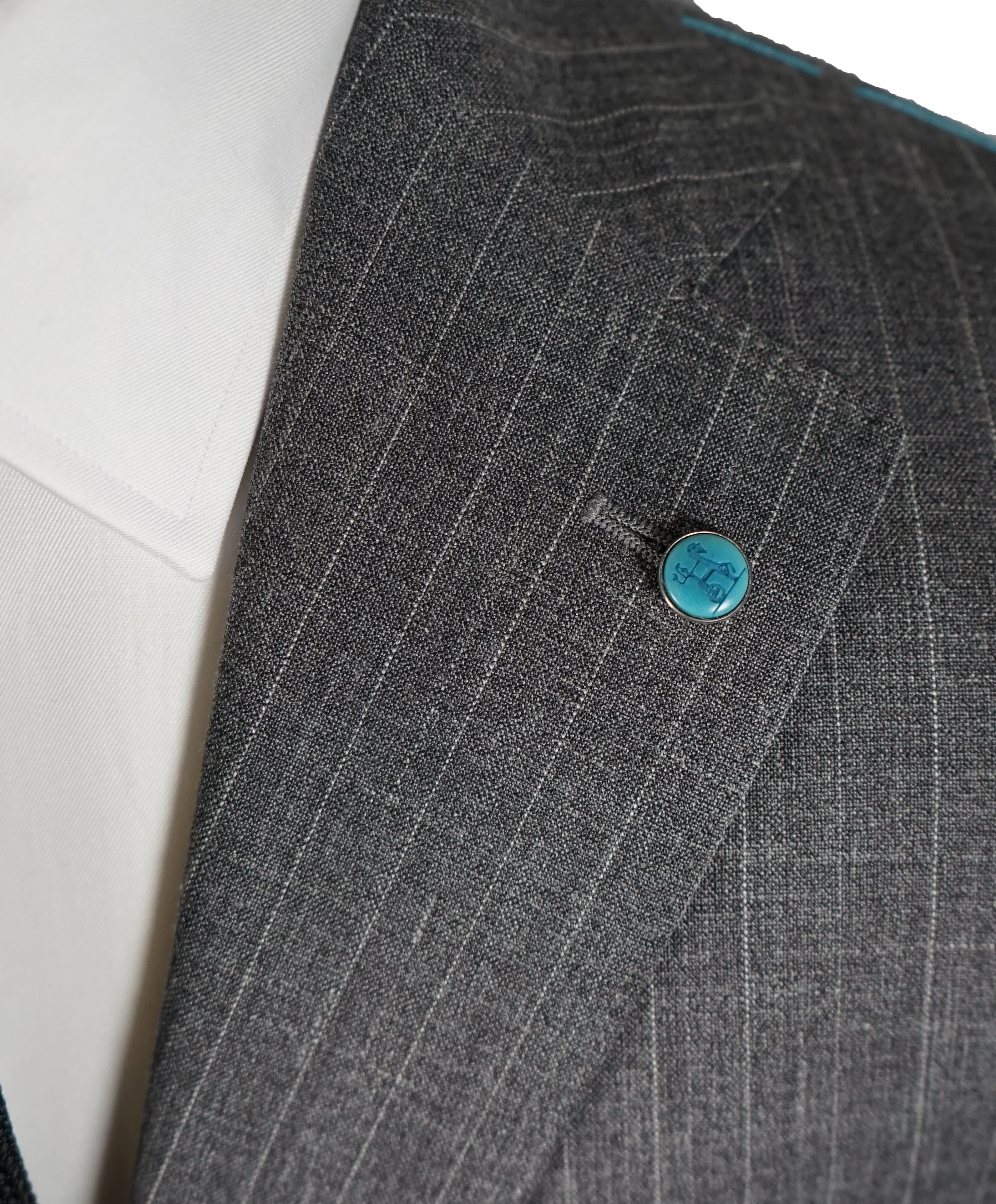 EIDOS -Wool Silk Linen Striped 2-3 Button Roll Gray Suit - 44L