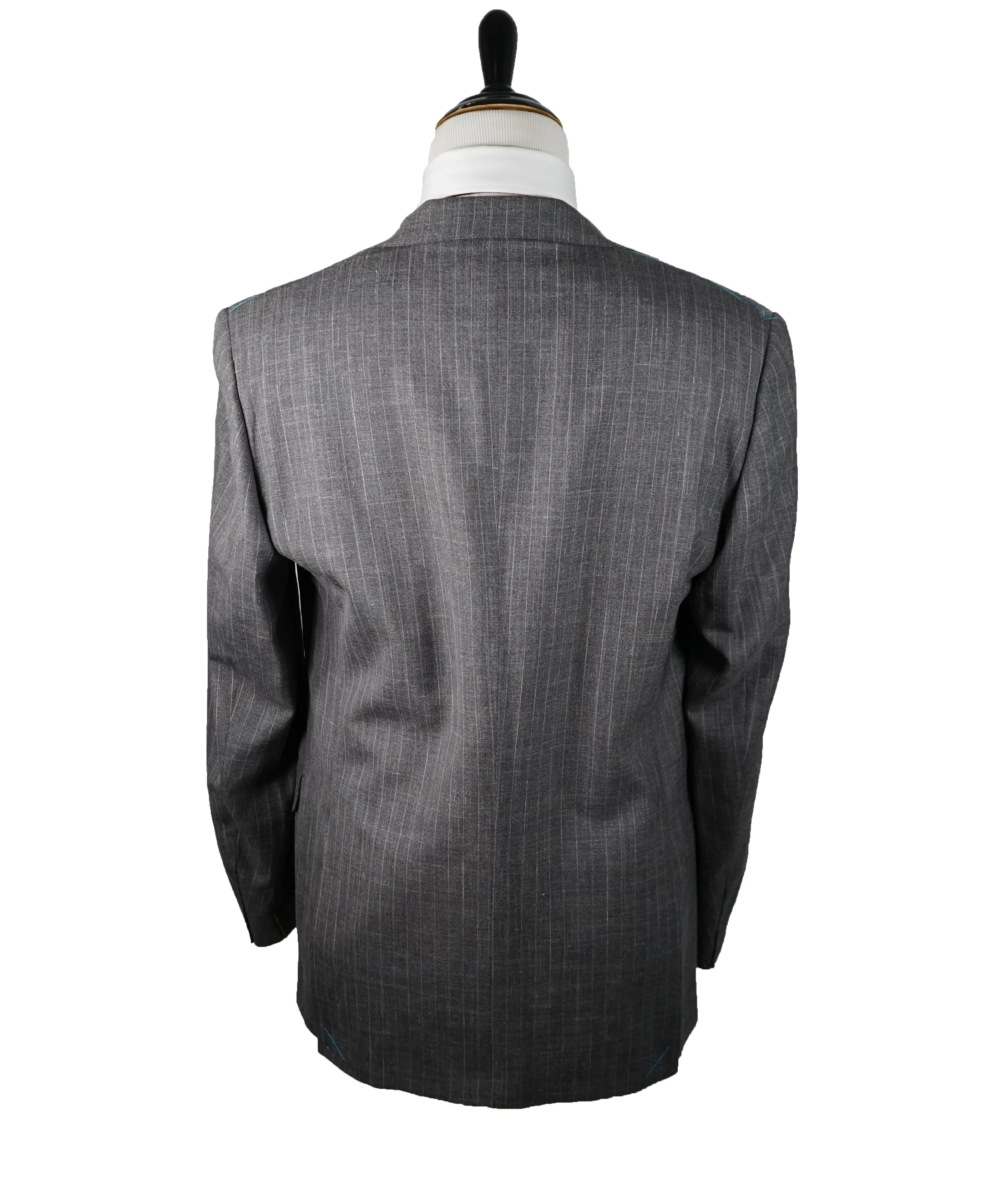 EIDOS -Wool Silk Linen Striped 2-3 Button Roll Gray Suit - 44L
