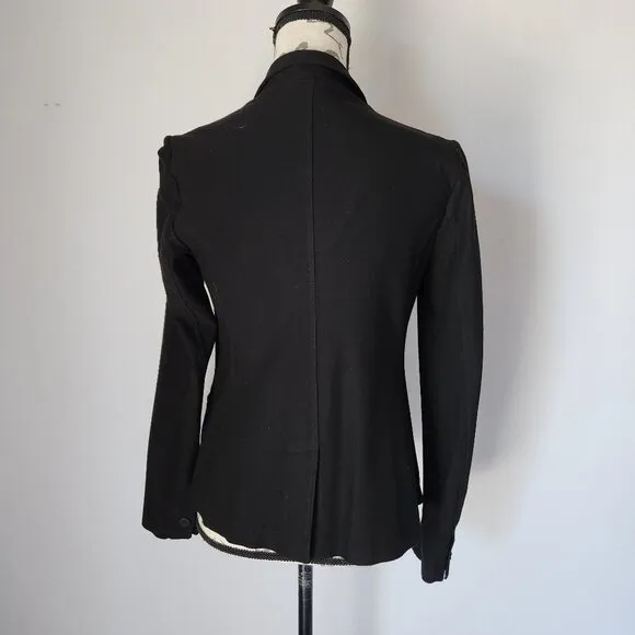 EILEEN FISHER Ponte One-Button Fitted Blazer Stretch Viscose Blend Black