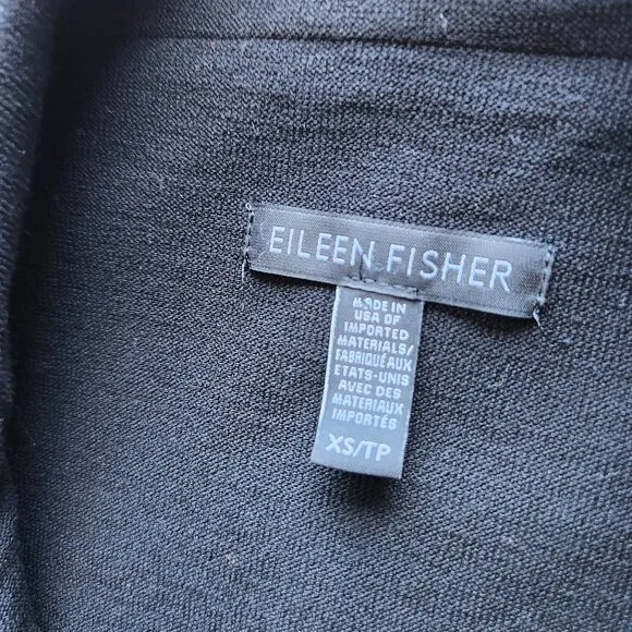 EILEEN FISHER Ponte One-Button Fitted Blazer Stretch Viscose Blend Black