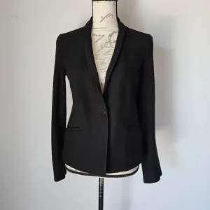 EILEEN FISHER Ponte One-Button Fitted Blazer Stretch Viscose Blend Black