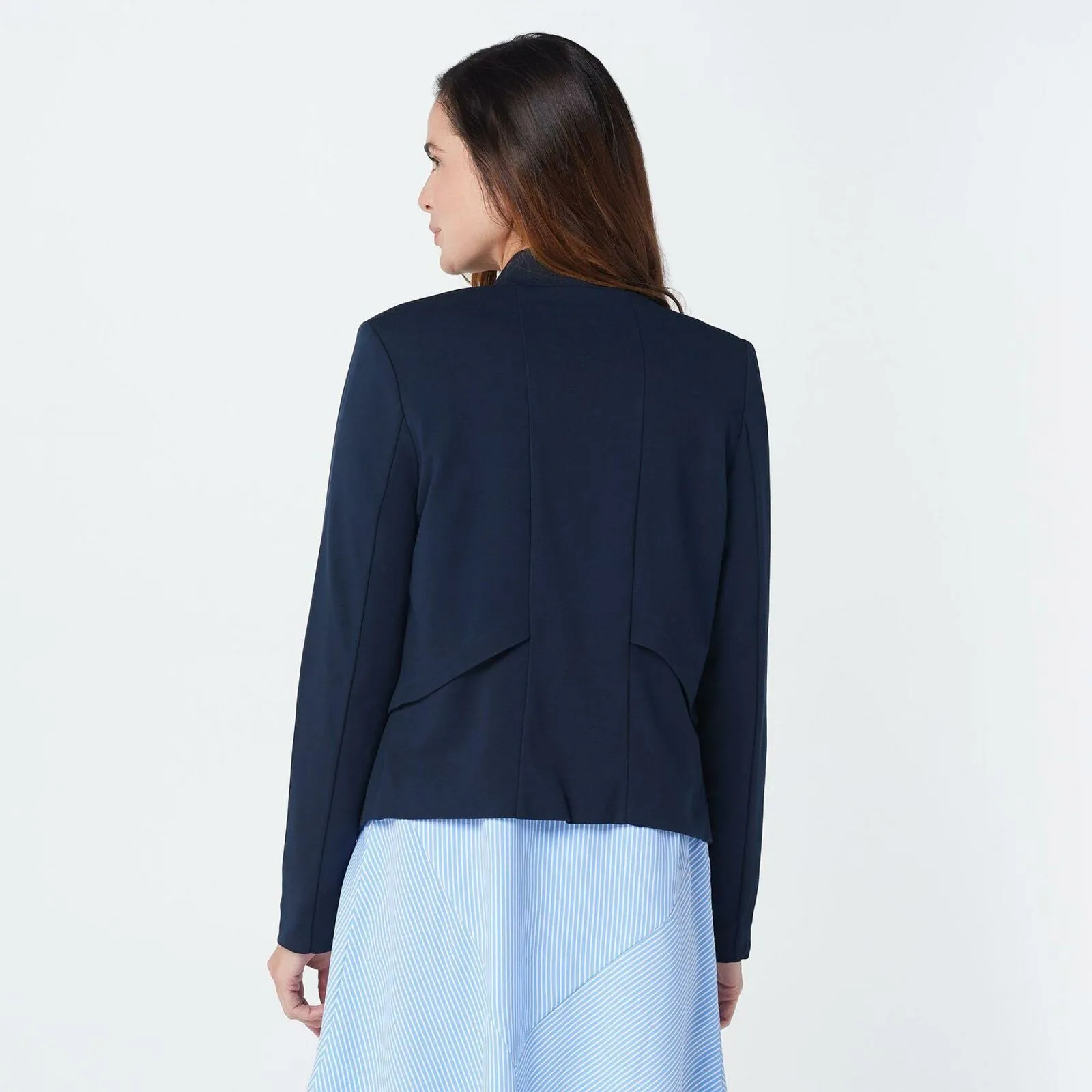 Elizabeth & Clarke Women's Ponte Knit Blazer With Staintech Midnight Navy 8