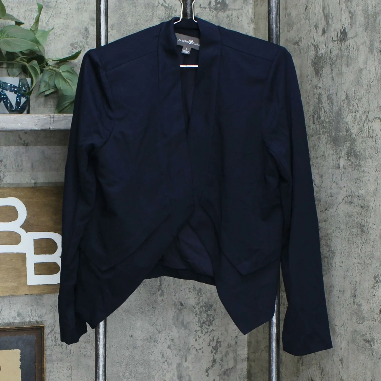 Elizabeth & Clarke Women's Ponte Knit Blazer With Staintech Midnight Navy 8
