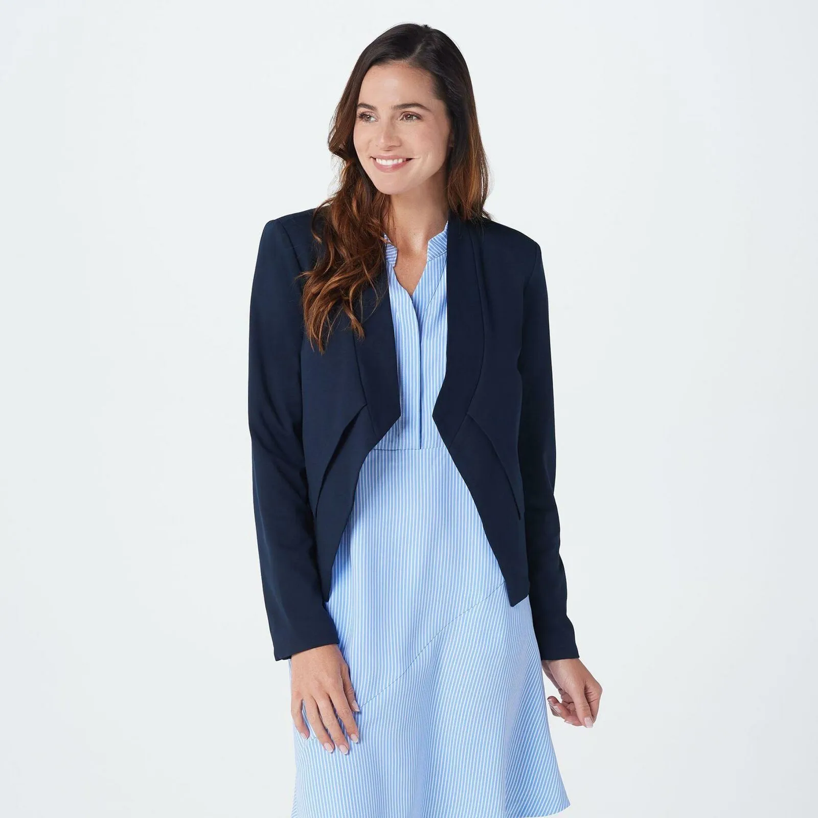 Elizabeth & Clarke Women's Ponte Knit Blazer With Staintech Midnight Navy 8