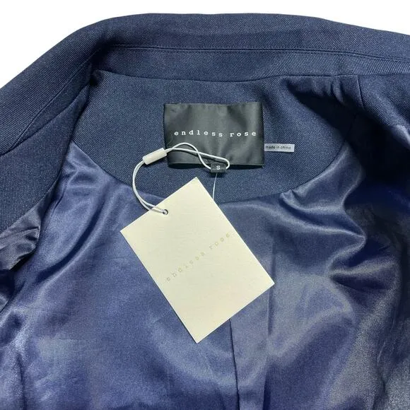 ENDLESS ROSE NWT Fitted Cropped Blazer in Navy w/ Gold Buttons Size S