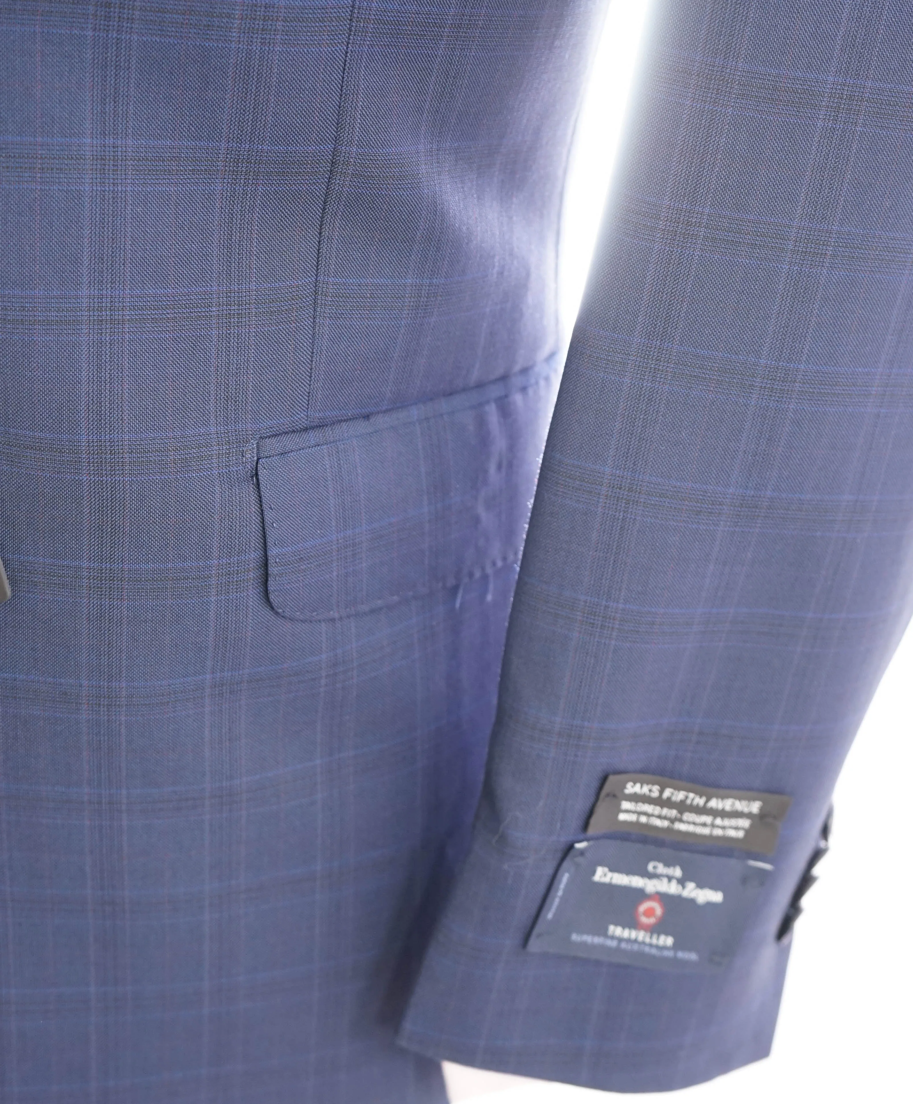 ERMENEGILDO ZEGNA - "Tailored" SAKS FIFTH AVENUE Blue Check Suit - 46R