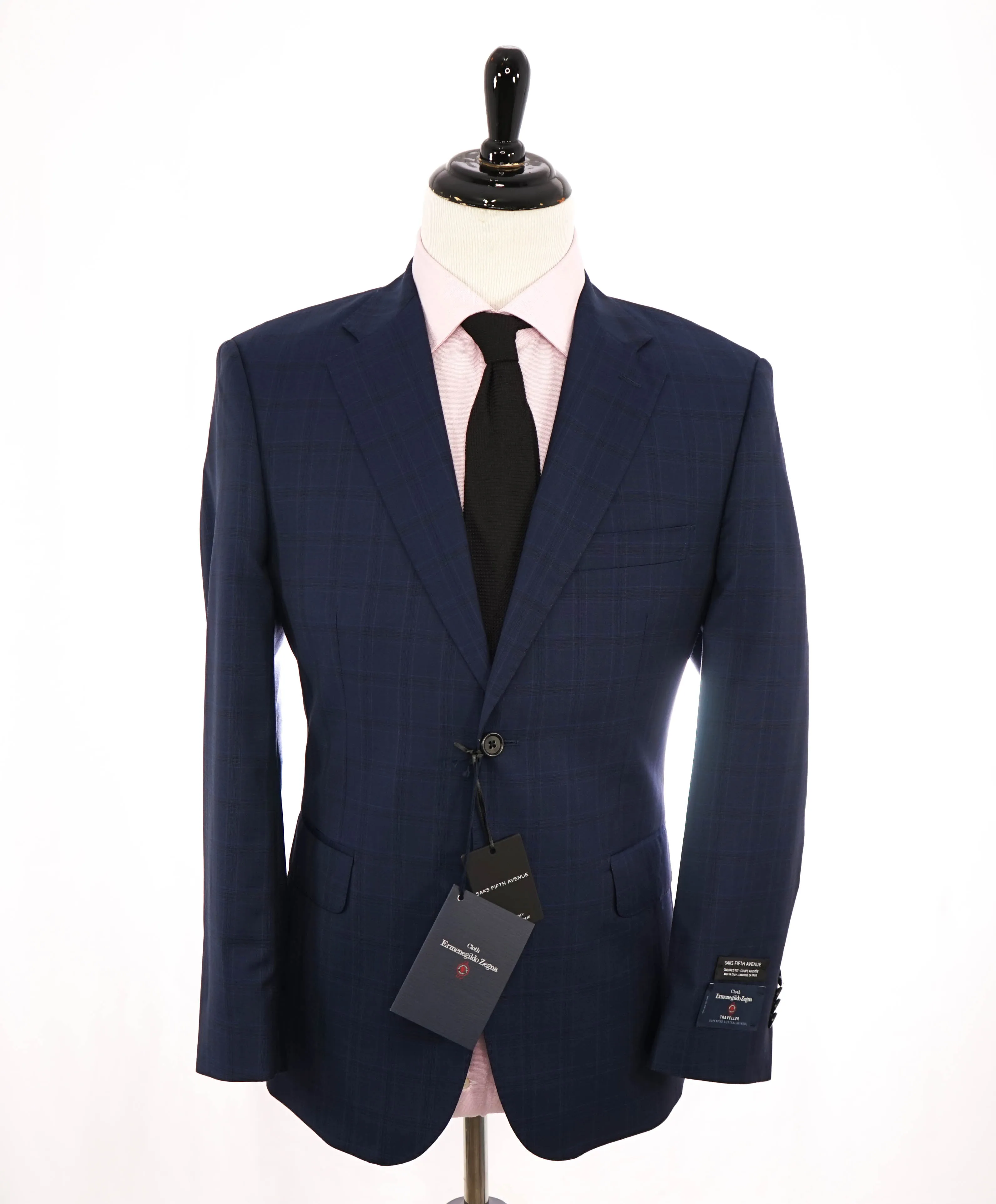 ERMENEGILDO ZEGNA - "Tailored" SAKS FIFTH AVENUE Blue Check Suit - 46R