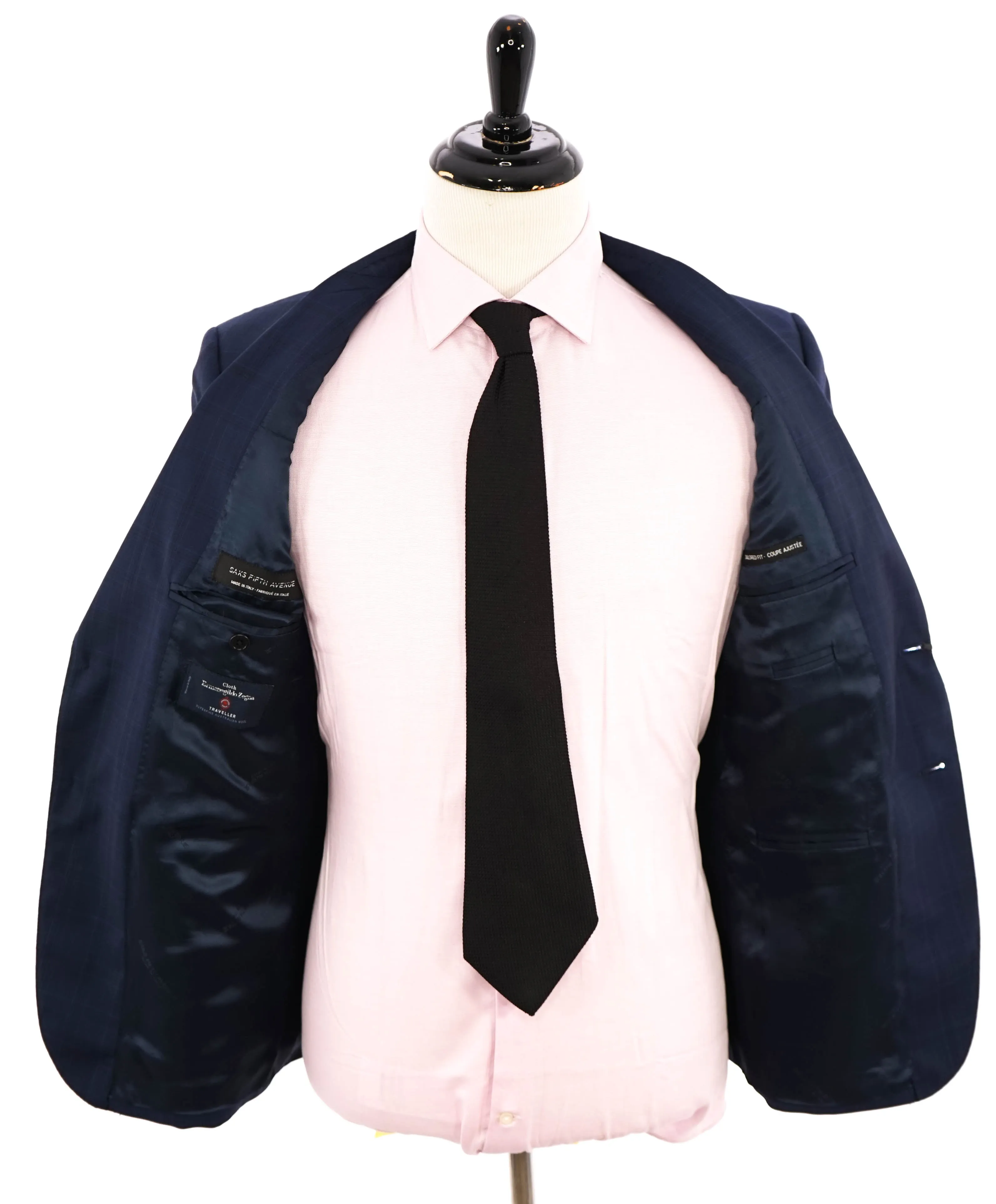 ERMENEGILDO ZEGNA - "Tailored" SAKS FIFTH AVENUE Blue Check Suit - 46R