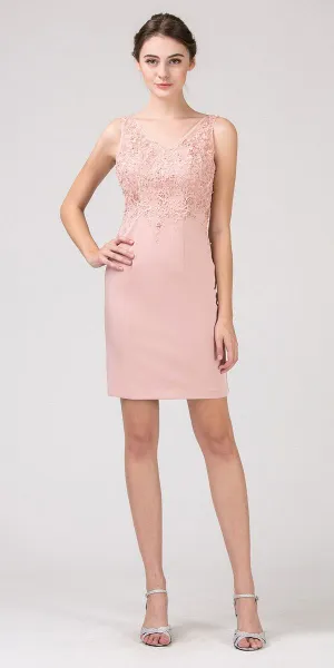 Eureka 6040 Short Party Dress with Lace Appliques