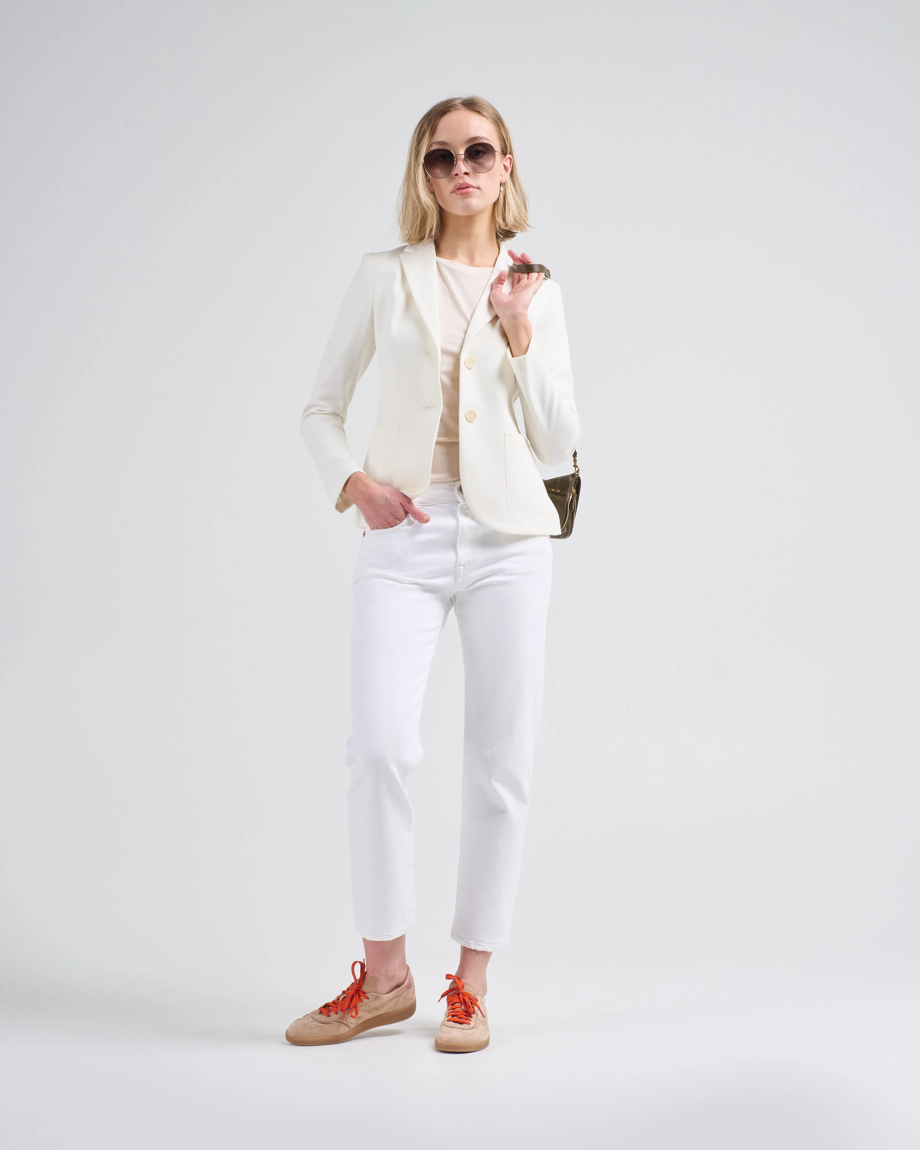 fitted blazer diagonal with loro piana fabric