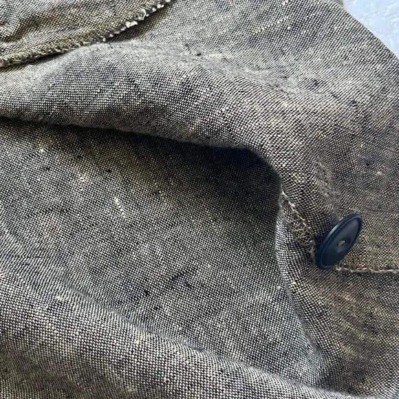 FLAX 100% Linen Button Front Pockets ¾ Sleeves Lightweight Shirt Top Blazer Sz L