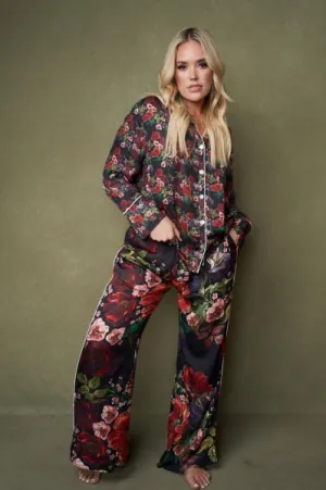 Floral Sateen Wide Leg PJ Set -