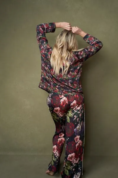 Floral Sateen Wide Leg PJ Set -