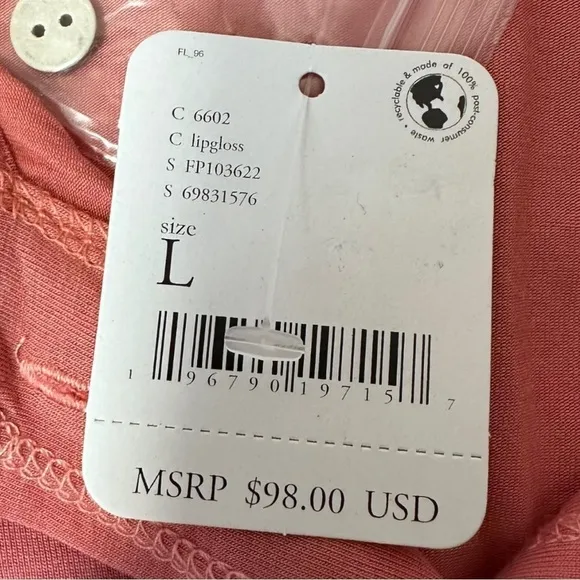 Free People Essential Knit Pajamas in the color Lipgloss (Peach) NWT