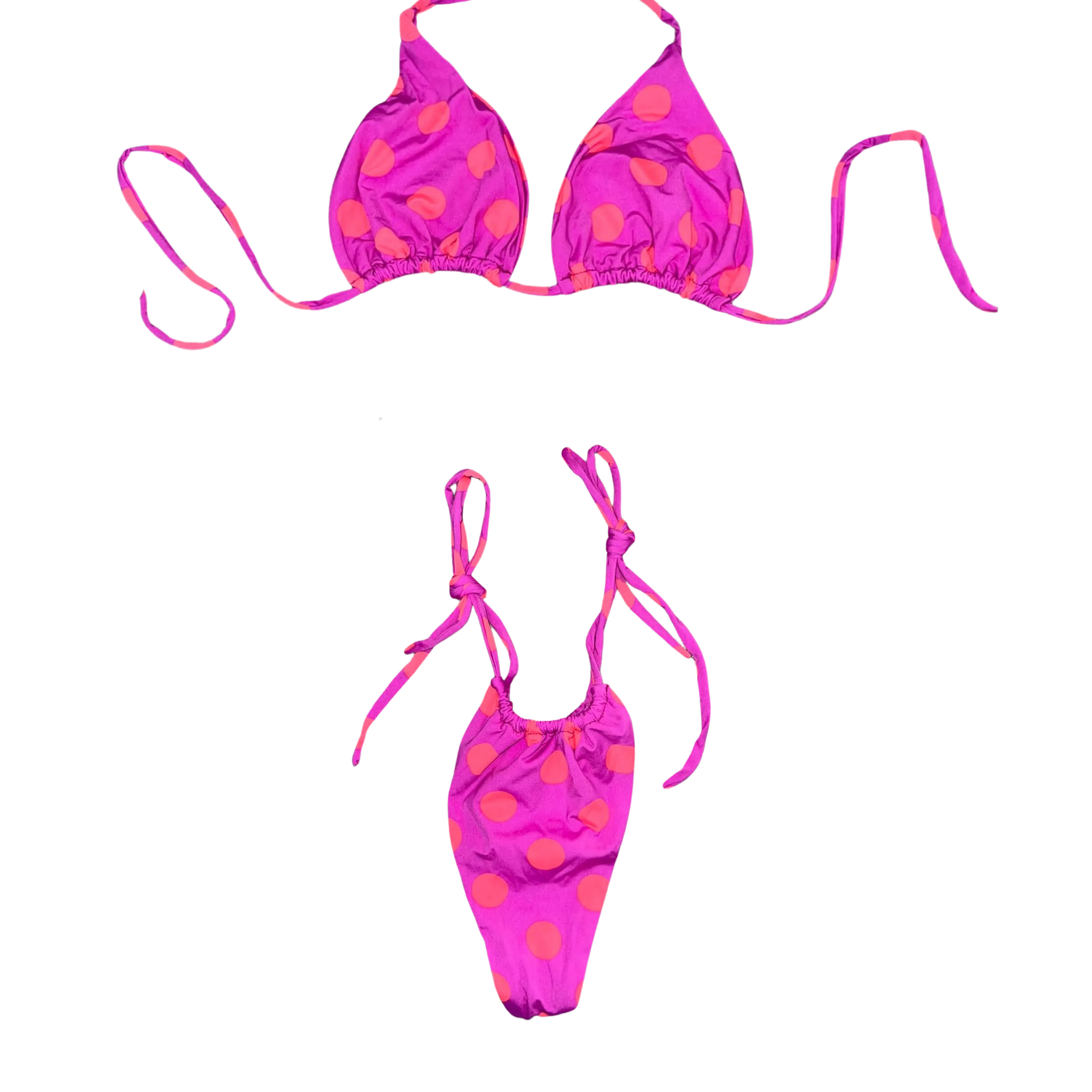 Fuchsia Polka Tie Bikini
