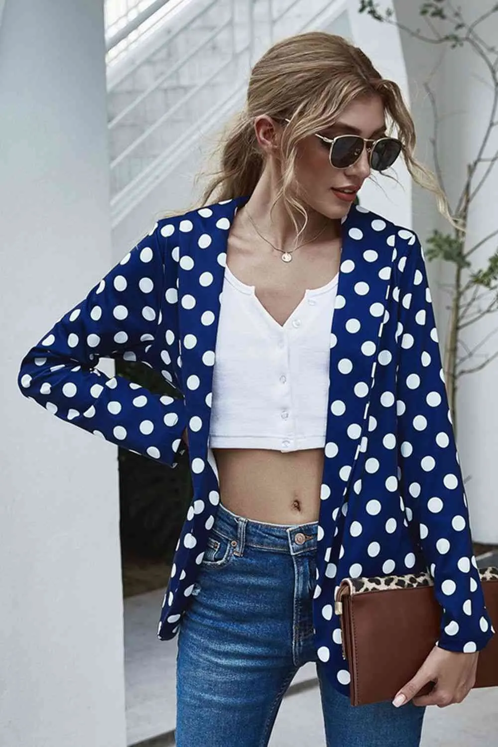 Georgie Polka Dot Long Sleeve Blazer
