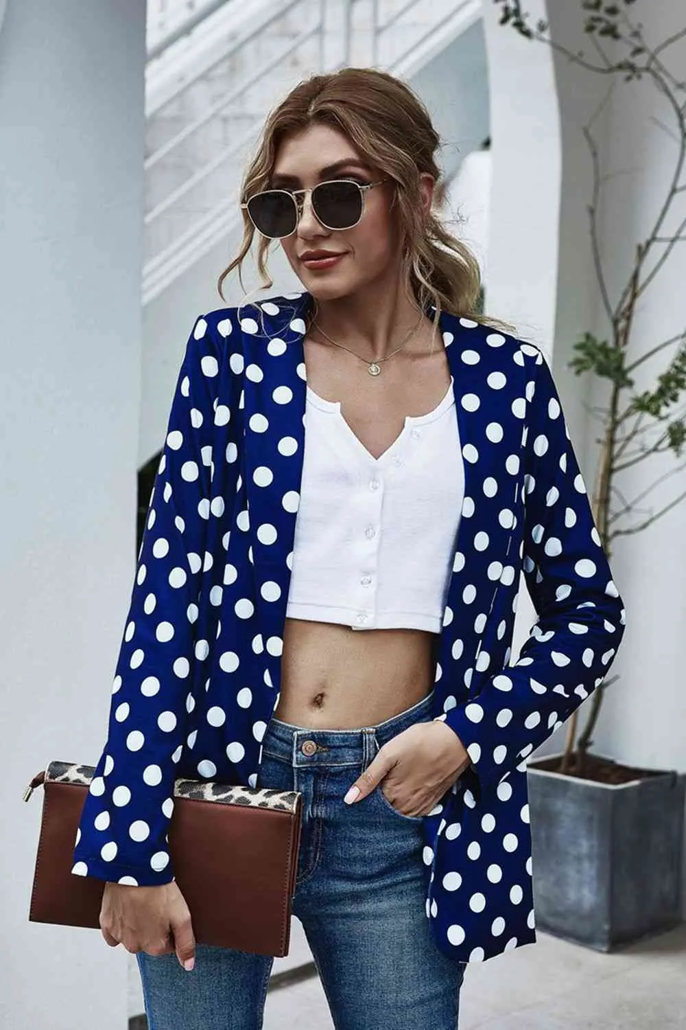 Georgie Polka Dot Long Sleeve Blazer